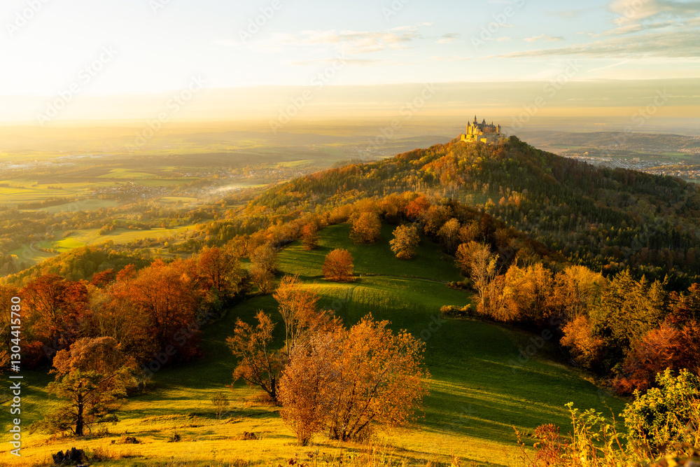 Fototapeta Herbstlicher Sonnenuntergang - Burg Hohenzollern