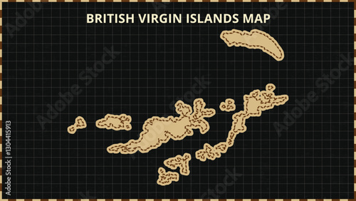 A Map highlighting British Virgin Islands Map, British Virgin Islands modern map with Gold and Black Color Hi detailed Vector, geographical borders, British Virgin Islands Map Vector Illustration