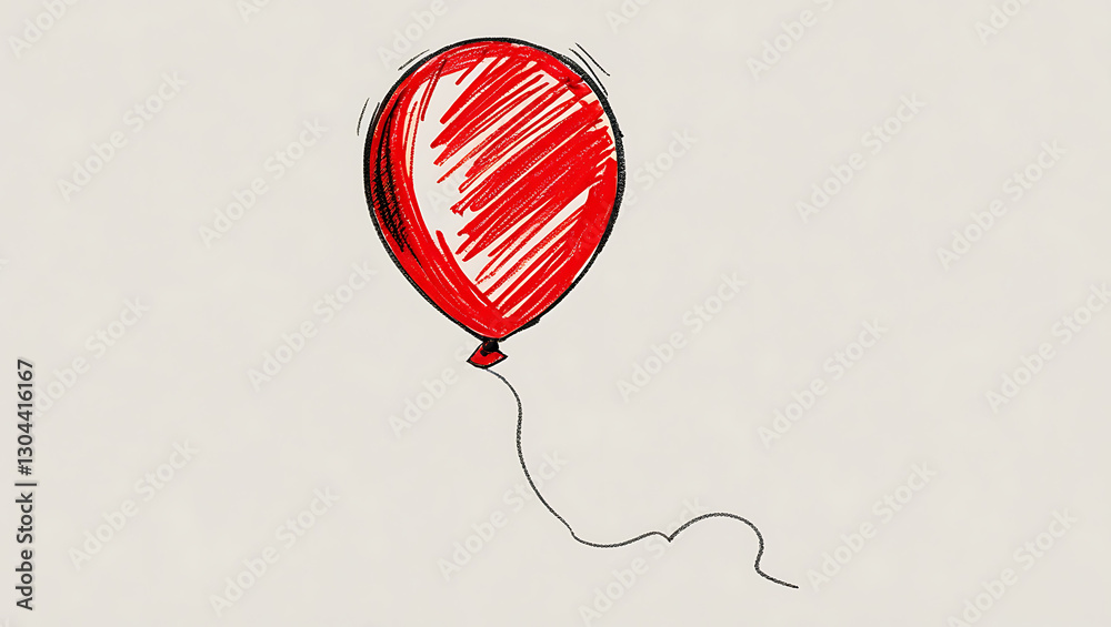 Obraz premium Vibrant Red Balloon Illustration