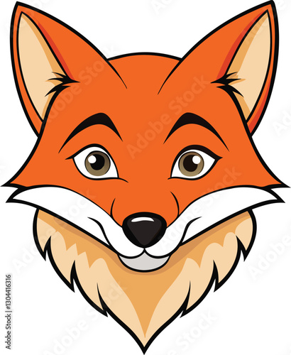 fox head smile mood vector silhouette ,White background