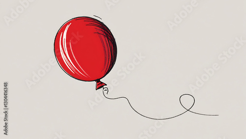Red Balloon with String Drawing