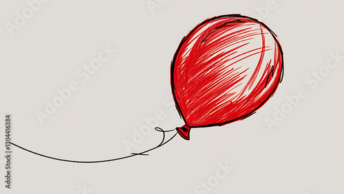 Minimalist Red Balloon Art