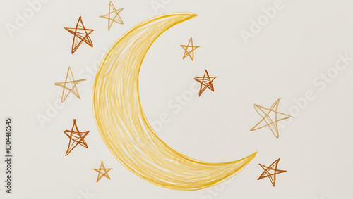 Celestial Night: A Moon and Stars Sketch