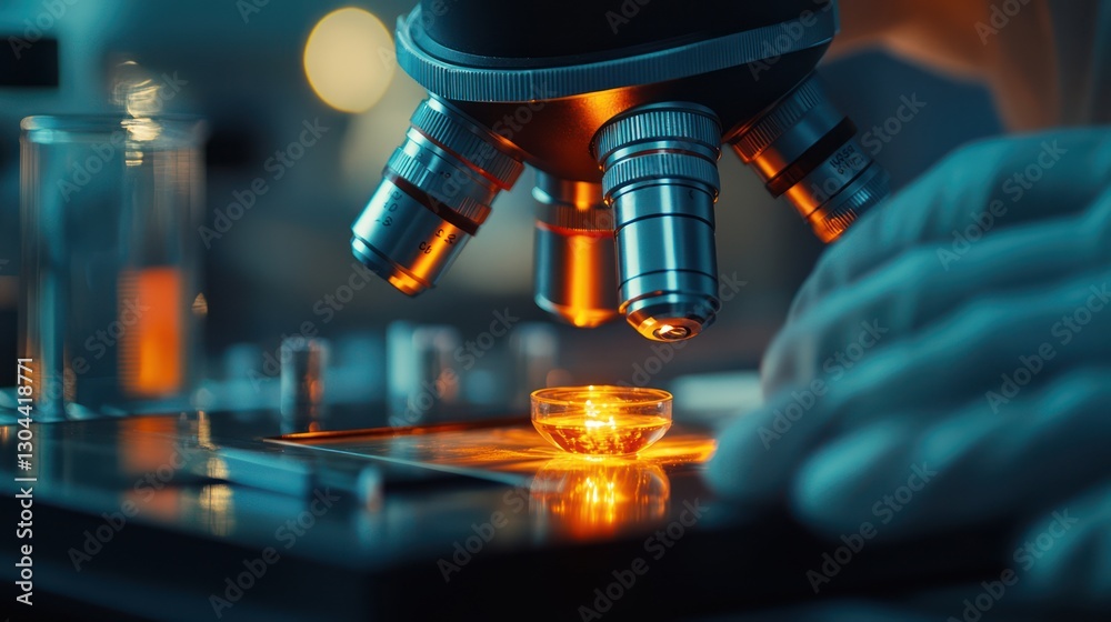 close up of a scientist lab working with microscope close up of a scientist lab working with microscope