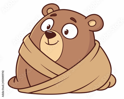 Cute Bear Character in a Soft Brown Cloak – Playful Illustration for Logos, Clip Art, and T-Shirt Printing