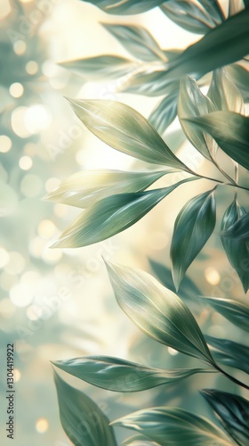 close-up image of light green leaves blowing in the wind