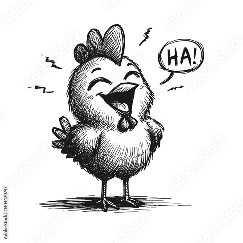 Chicken laugh line art drawing ink sketch vector hand drawn illustration background grinning gorillas and snickering dolphins