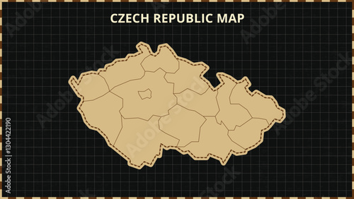 A Map highlighting Czech Republic Map, Czech Republic modern map with Gold and Black Color Hi detailed Vector, geographical borders, Czech Republic Map Vector Illustration