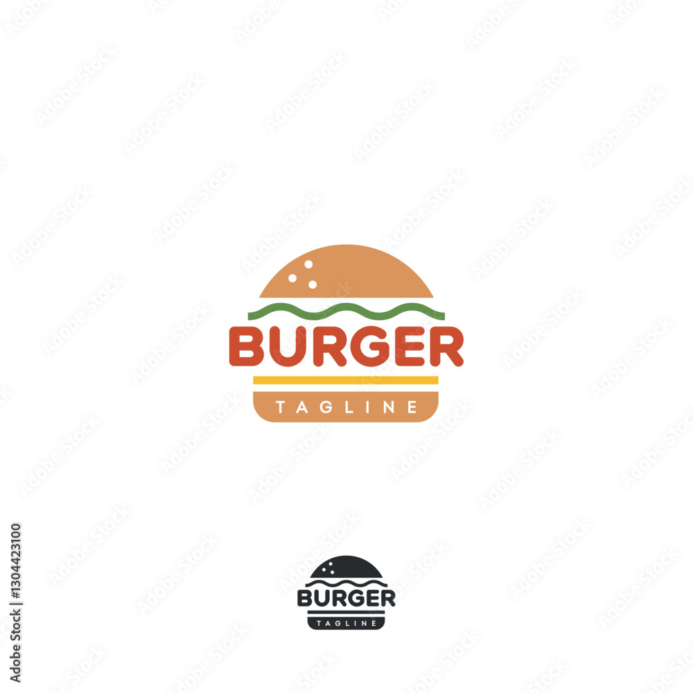 Fototapeta premium Burger fast food cafe food delivery vector logo