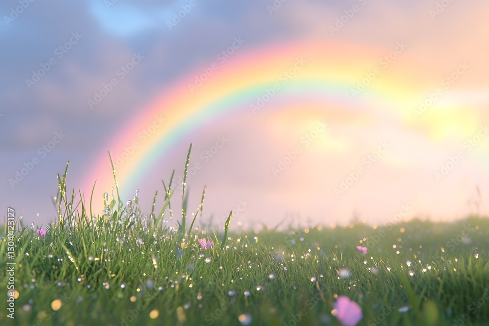 Fototapeta premium rainbow over green field