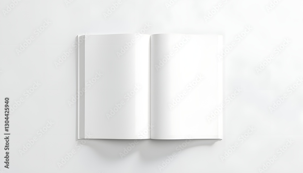 Open white book mockup on white surface Open white book mockup on white surface