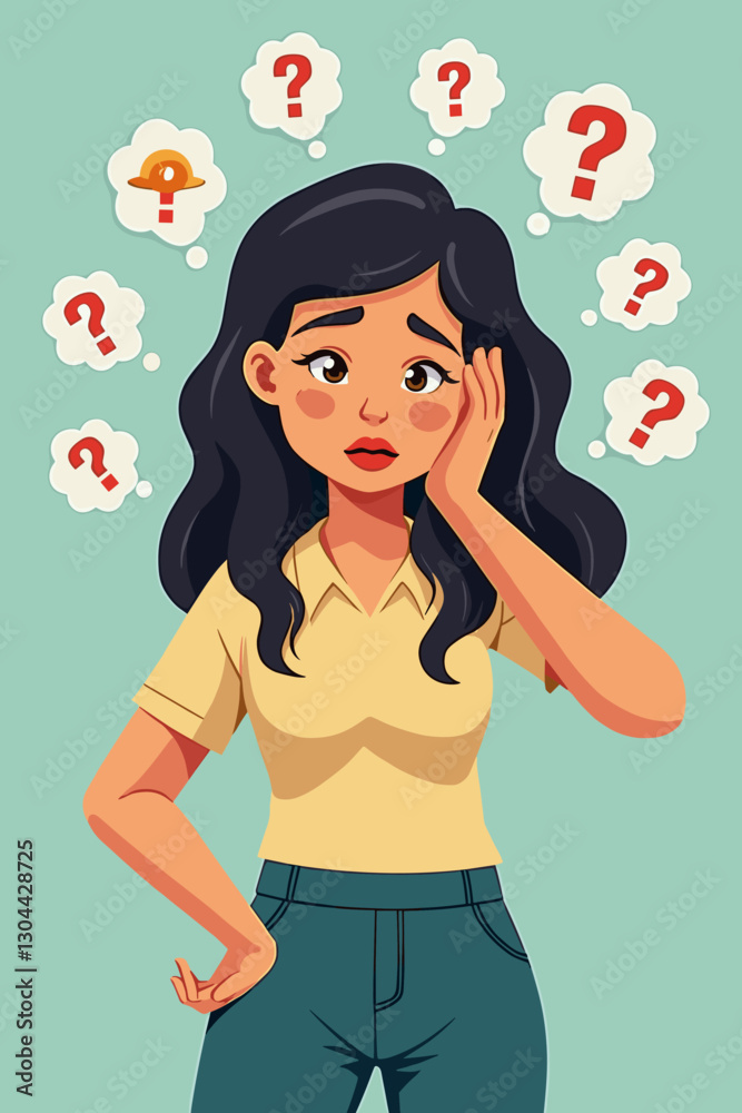 Woman Overwhelmed by Negative Emotions and Confused Thoughts Woman Overwhelmed by Negative Emotions and Confused Thoughts