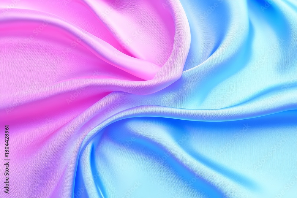 Obraz premium Pastel Pink and Blue Silk Drape - Soft, flowing silk fabric in pastel pink and blue shades, creating a beautiful gradient effect. Ideal for fashion, beauty, or design backgrounds