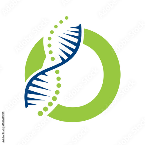 Initial DNA Logo On Letter O Vector Template For Healthcare Sign
