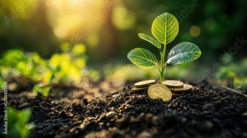 Wallpaper Mural Nurturing financial growth planting coins for prosperity in nature Torontodigital.ca