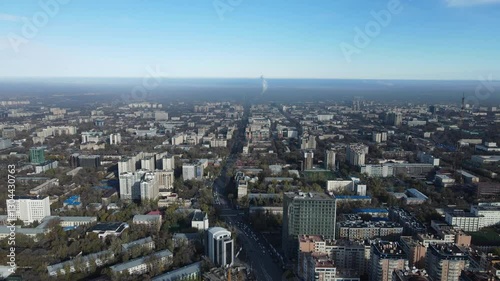 Wallpaper Mural Almaty Cityscape with Smog Esentai Mall, Church, and Kok Tobe View winter Torontodigital.ca