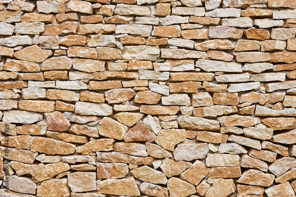 Stone textured wall in brown color. Natural rocky background. Horizontal