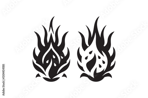 dragon fruits icon black color vector silhouette illustration isolated in white background