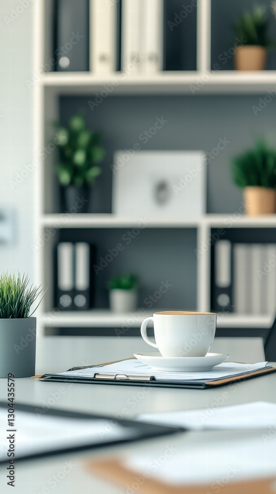 Coffee Break: A close-up of a fresh cup of coffee on a desk in a modern office setting. The image evokes a sense of calm and focus amidst the demands of work Coffee Break: A close-up of a fresh cup of coffee on a desk in a modern office setting. The image evokes a sense of calm and focus amidst the demands of work