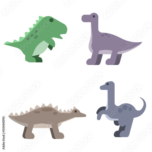 set of animals, set of dinosaur, t rex, brontosaurus