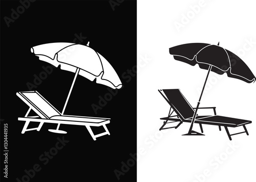 Beach Lounge Set Silhouette in Vector Art