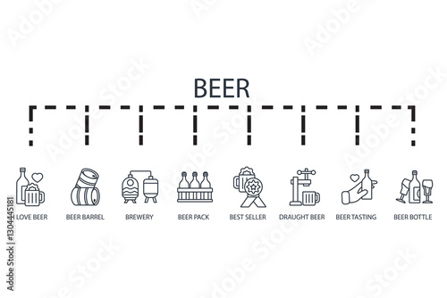 Beer icon set.vector.Editable stroke.linear style sign for use web design,logo.Symbol illustration.