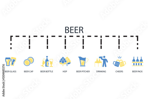 Beer icon set.vector.Editable stroke.linear style sign for use web design,logo.Symbol illustration.