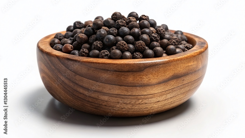 Aromatic Black Peppercorns in Rustic Wooden Bowl - Healthy Eating