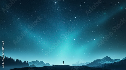 Cosmic Reverie: A lone figu...