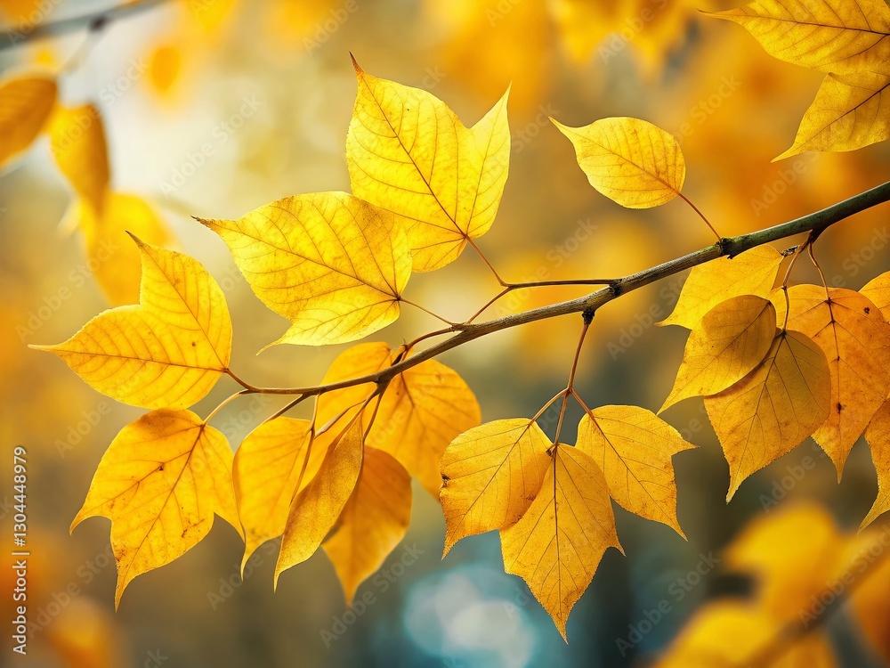Autumn Close-Up: Vibrant Yellow Leaves on Blurred Background Autumn Close-Up: Vibrant Yellow Leaves on Blurred Background
