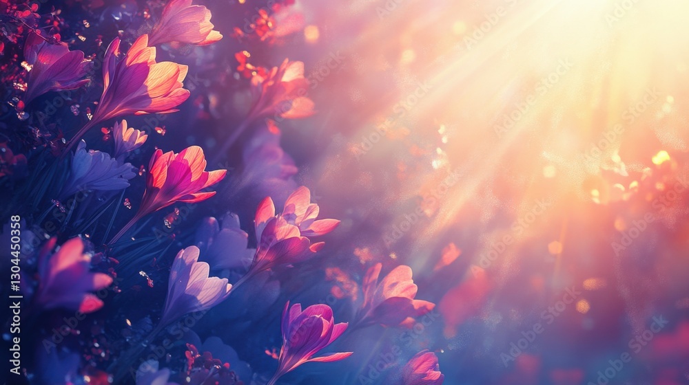 abstract background with colorful crocus flowers and soft sunlight, vibrant tones, natural and calming, detailed composition abstract background with colorful crocus flowers and soft sunlight, vibrant tones, natural and calming, detailed composition