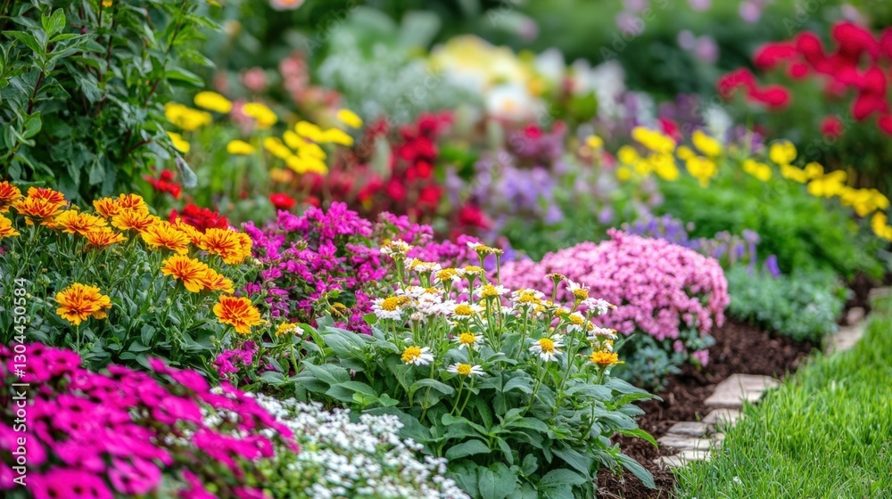 abstract background with colorful garden scenes and flower beds, vibrant tones, cheerful and natural, artistic composition abstract background with colorful garden scenes and flower beds, vibrant tones, cheerful and natural, artistic composition