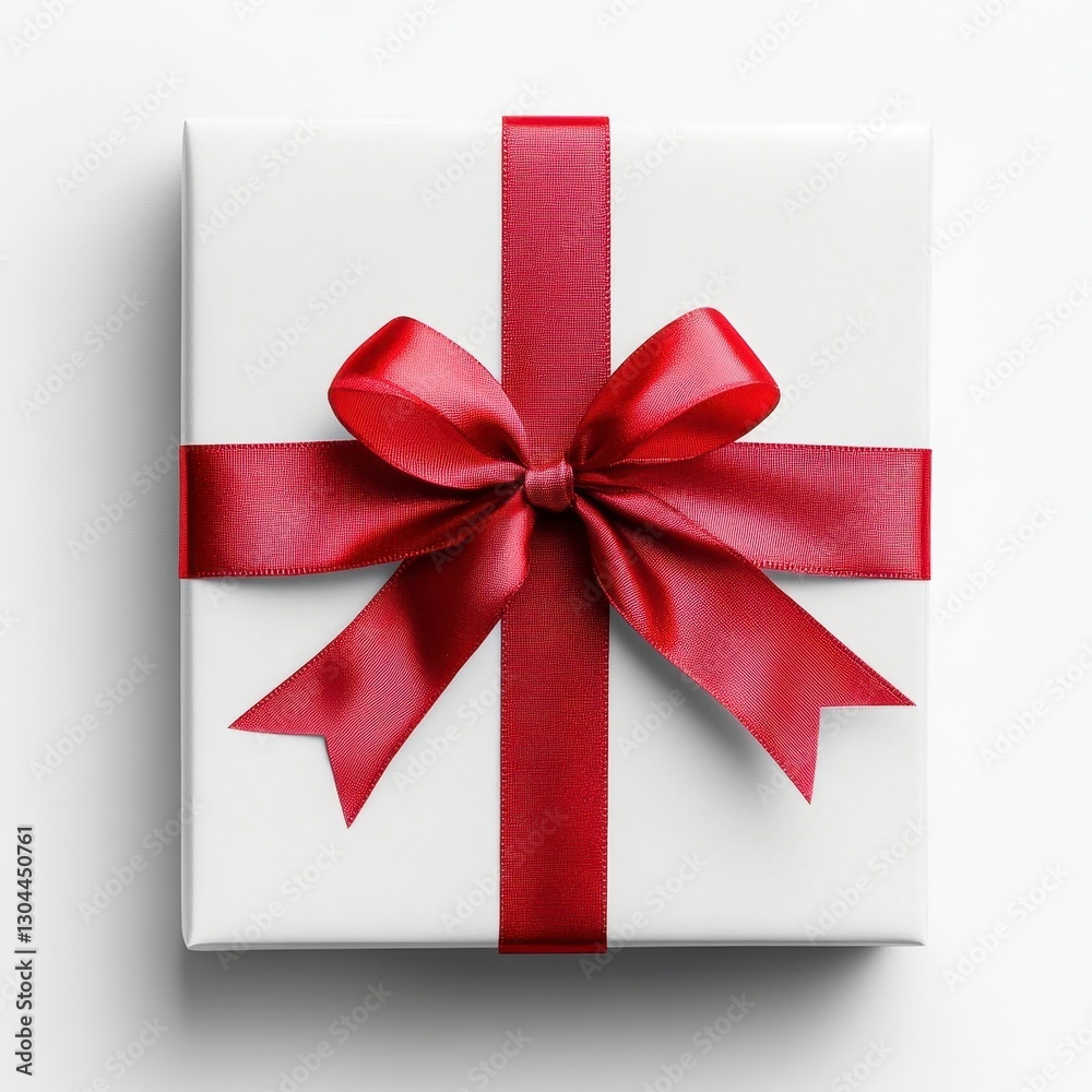 Elegant White Gift Box With Ribbon Elegant White Gift Box With Ribbon
