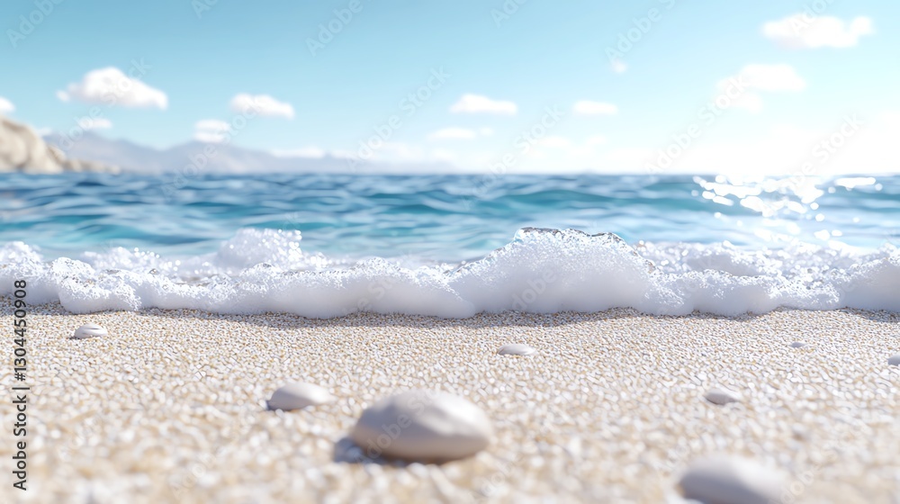 Serene beach scene with gentle waves and clear sky, perfect for relaxation and travel inspiration. Serene beach scene with gentle waves and clear sky, perfect for relaxation and travel inspiration.