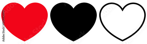 Three stylized hearts, one red, one black, and one black outlined, conveying love, contrast, and artistic representation. Free Download Three stylized hearts, one red, one black, and one black outlined, conveying love, contrast, and artistic representation. - GFXLoad