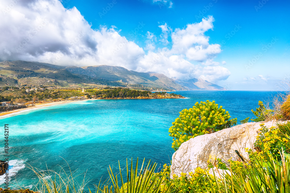 Spectacular seascape of Guidaloca Beach near Castellammare del Golfo.