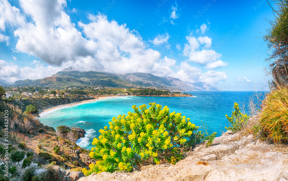 Spectacular seascape of Guidaloca Beach near Castellammare del Golfo.