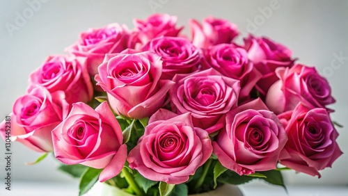 Beautiful Pink Roses on White Background - Perfect for Text Overlay Stock Photo