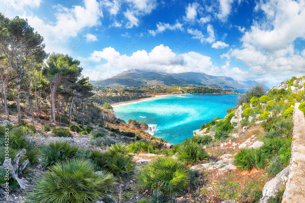 Spectacular seascape of Guidaloca Beach near Castellammare del Golfo.