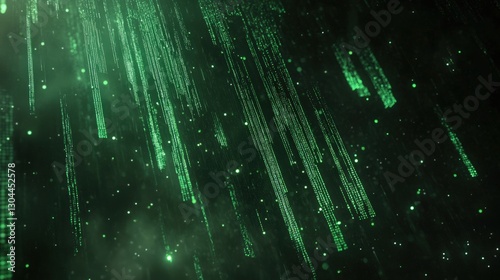 Digital Rain of the Future: Abstract digital rain cascades in a vibrant green hue, creating a futuristic and technological ambiance.