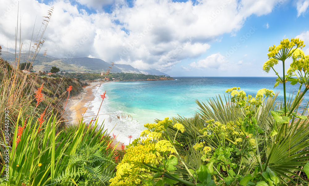 Spectacular seascape of Guidaloca Beach near Castellammare del Golfo.