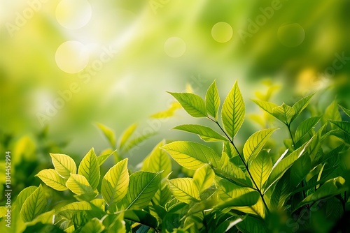 Green Leaves, Botany Background Image Showing Symbol of Green Environment or Sustainability
