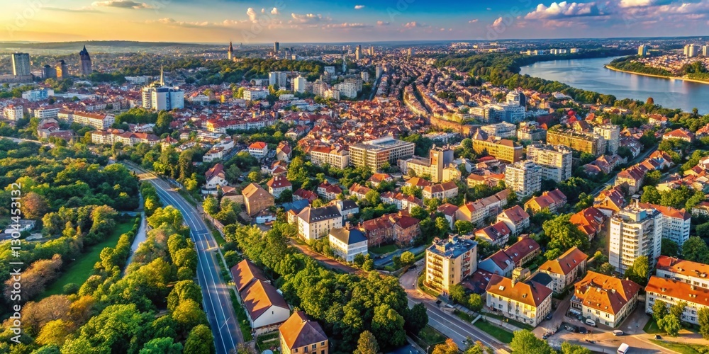 Fototapeta premium Belgrade Neighborhoods & Suburbs Map: High-Resolution Aerial View