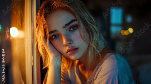 Thoughtful Girl by Window