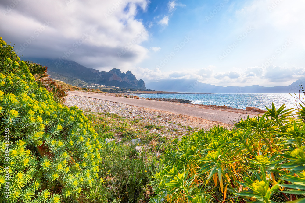 Outstanding seascape of Isolidda Beach near San Vito cape.