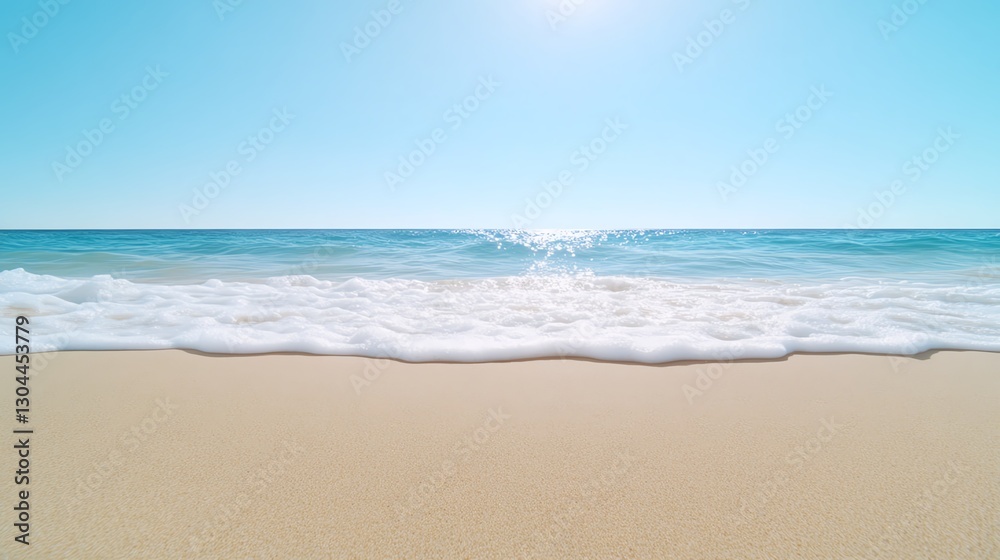 Serene beach with gentle waves under a bright sky, capturing the tranquility of a sunny day by the ocean. Serene beach with gentle waves under a bright sky, capturing the tranquility of a sunny day by the ocean.