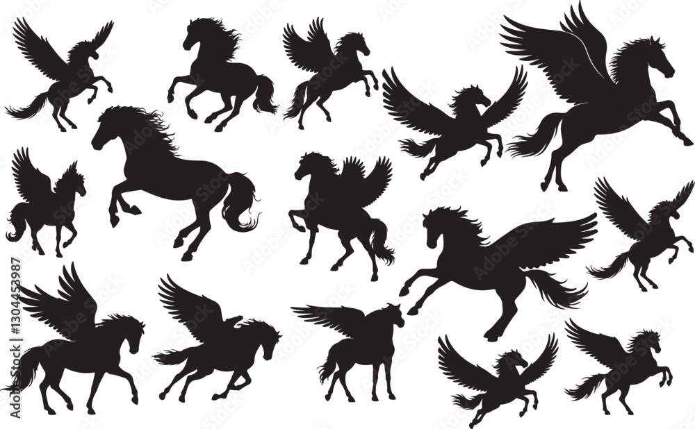 Obraz premium Pegasus Silhouette on White Background