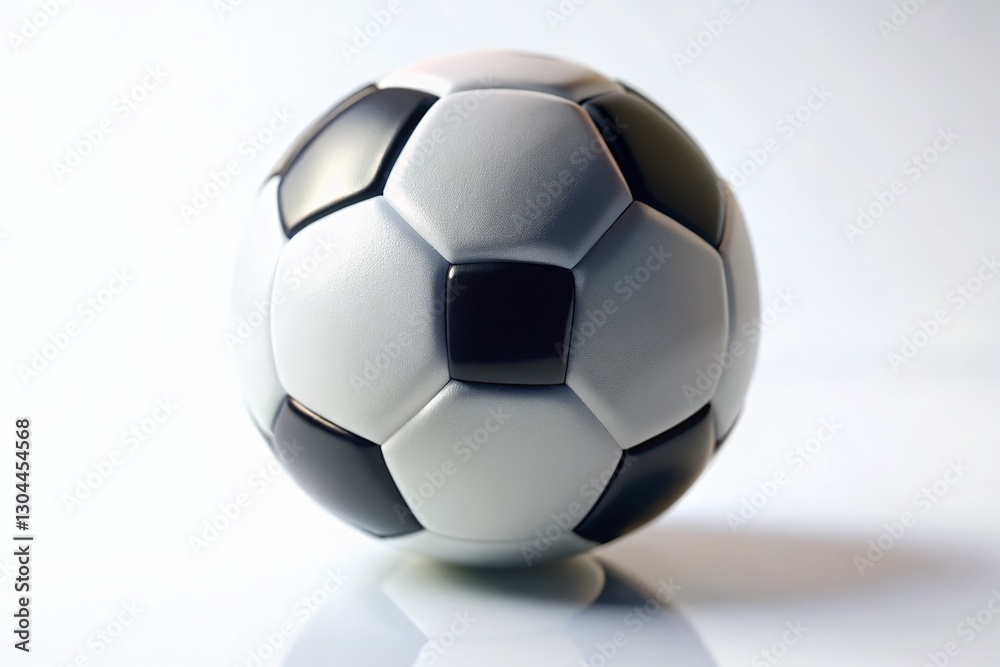 Naklejka premium Black and White Soccer Ball 3D Render, Tilt-Shift Miniature Effect, Isolated