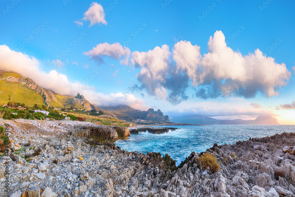 Marvelous seascape of Isolidda Beach near San Vito cape.