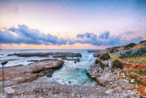 Obraz na płótnie Marvelous seascape of Isolidda Beach near San Vito cape. w salonie